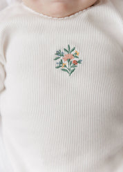 Baby Girl Romper - Ivory - Embroidered Florals