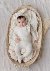 Jersey Cotton Floral Grid Collection - Footie + Bonnet