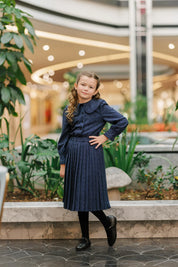 BLUE PINSTRIPE BOW SET