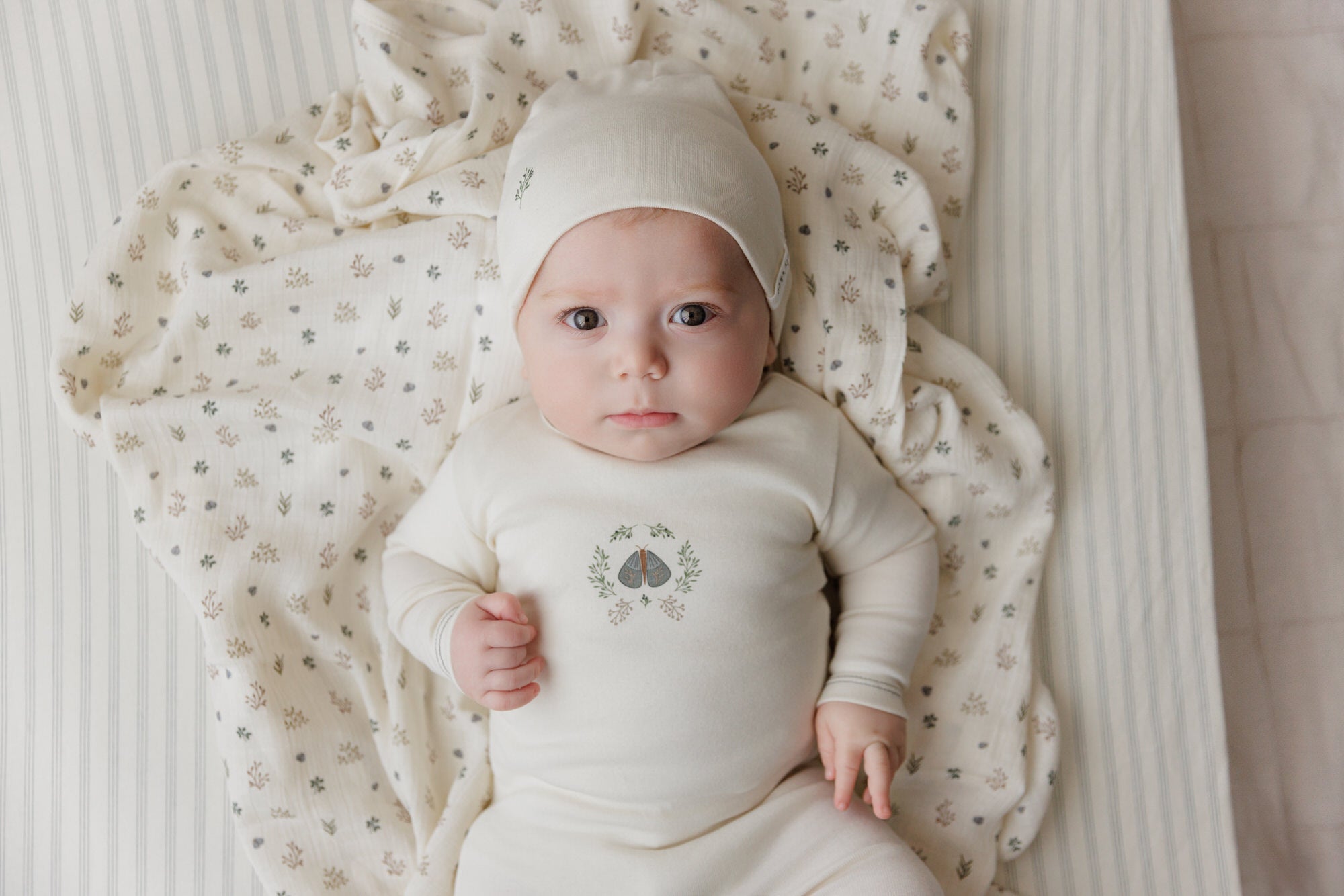 Garden Floral Center Collection - Footie + Beanie