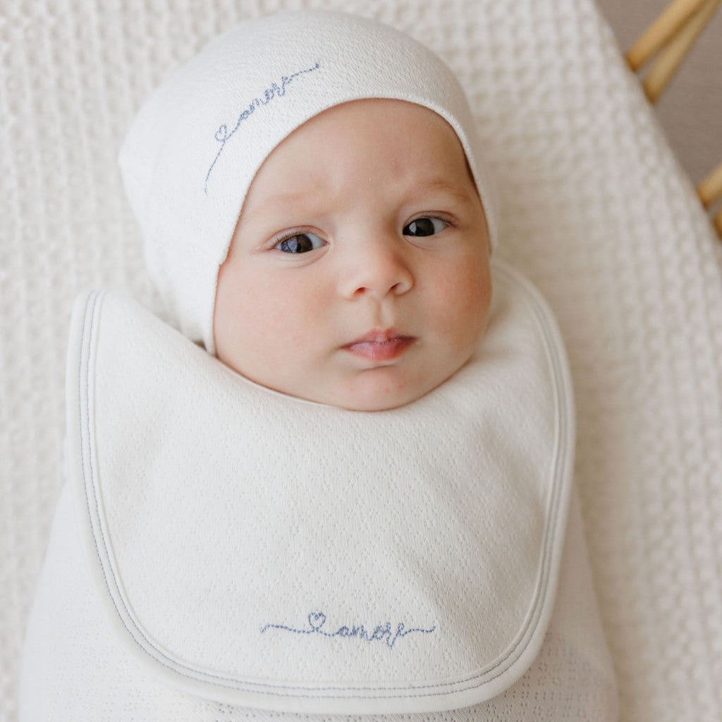 Amore Pointelle Collection - Footie + Beanie