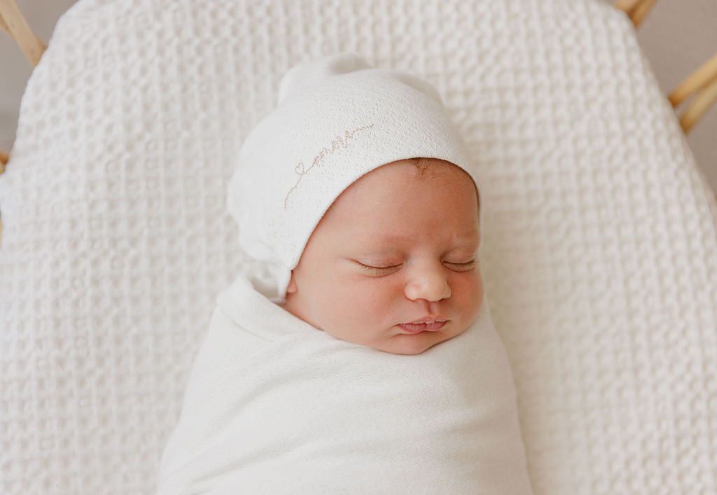 Amore Pointelle Collection - Footie + Beanie