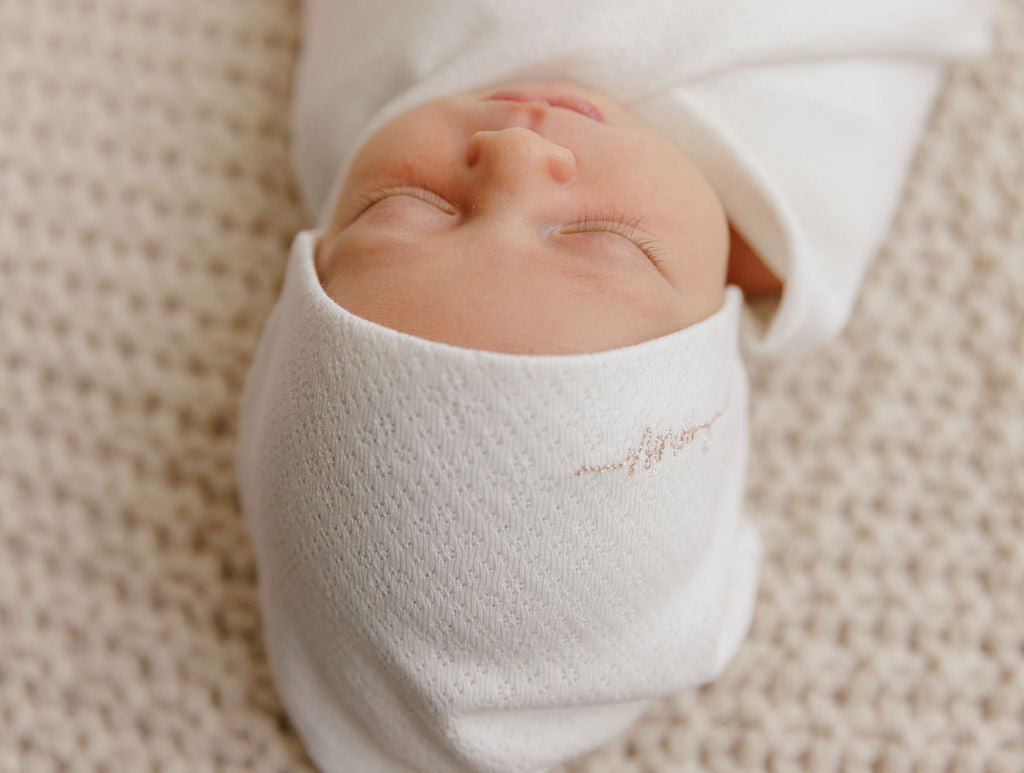 Amore Pointelle Collection - Footie + Beanie