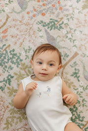 Boys Romper – Ivory Blue – Cross Stitch Duckling