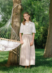 GOLD BOW BUTTON BLOUSE