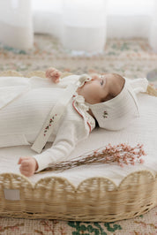 Baby Girl Footie and Bonnet – Ivory Pink – Embroidered Collar