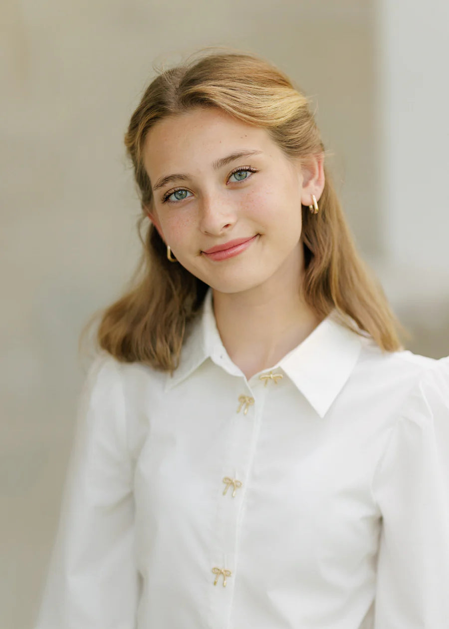 GOLD BOW BUTTON BLOUSE