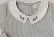 Organic Embroidered Collar Collection - Blue Leaf