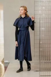NAVY SCALLOP TRIM MIDI