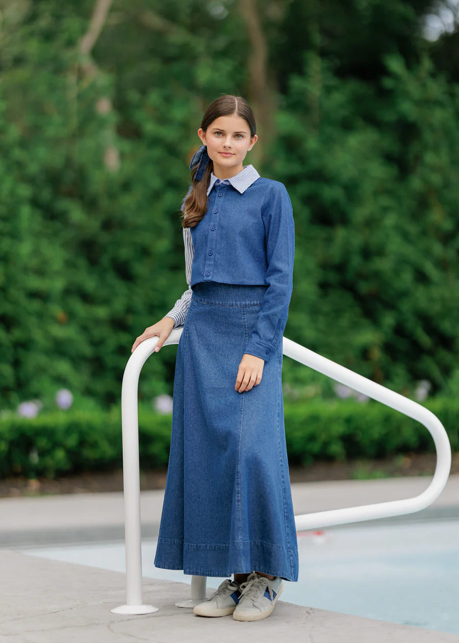 DENIM A LINE MAXI SKIRT