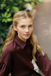 BURGUNDY RIBBON STITCH SHIRT