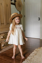 Stitch Collection - 3/4 Smocked Linen Dress