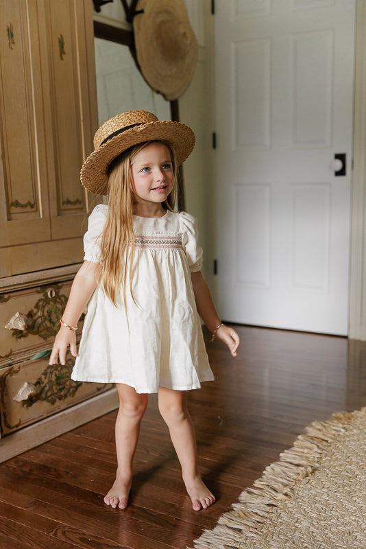 Stitch Collection - 3/4 Smocked Linen Dress