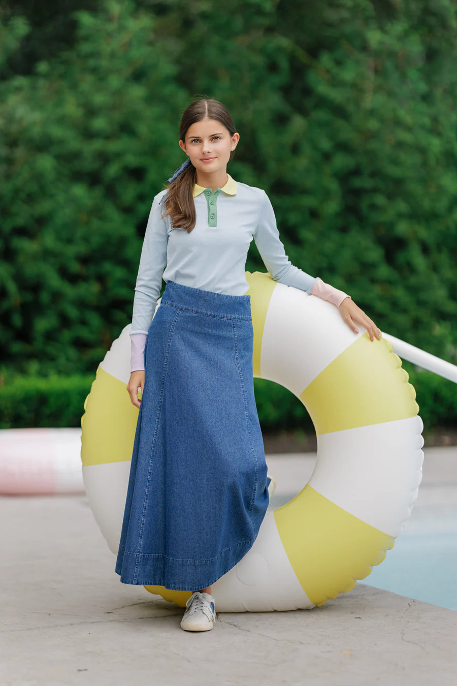 DENIM A LINE MAXI SKIRT