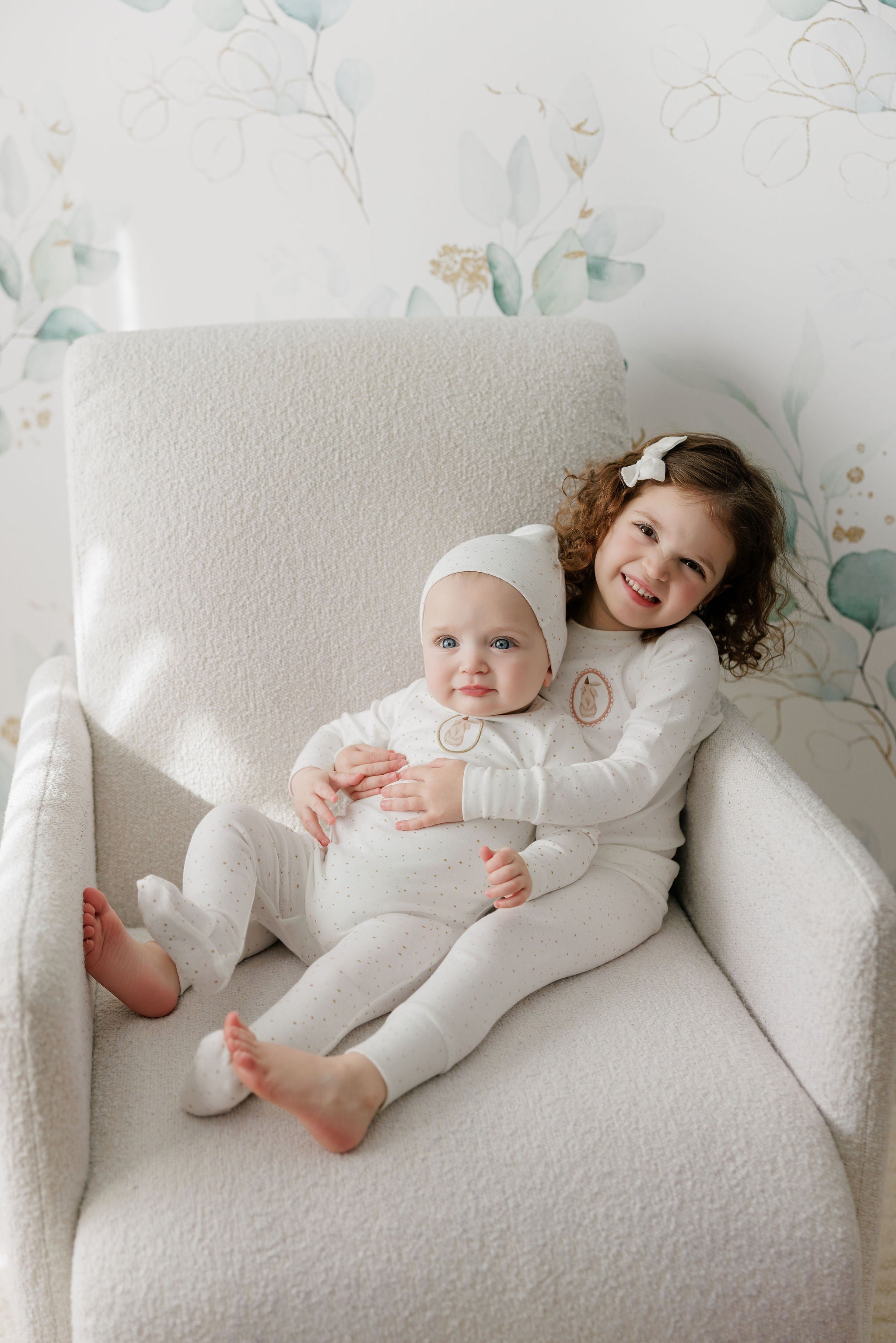 Baby Girl Footie – Ivory Pink – Speckled Bunny
