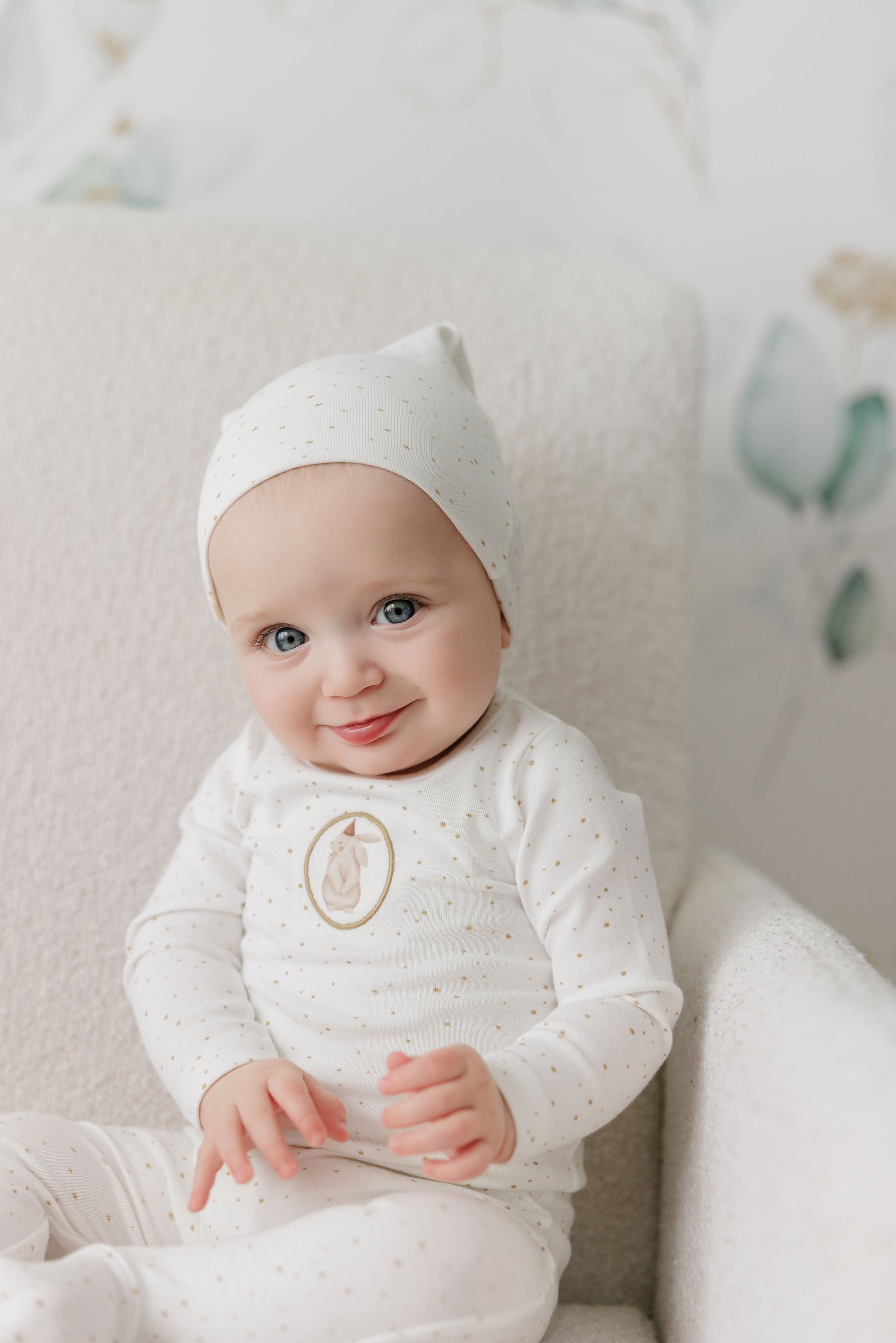 Baby Boy Footie – Ivory Tan – Speckled Bunny