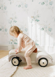 Girls Romper – Pink – Floral Rib (Cardigan sold separately)