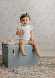 Girls Romper – Ivory Pink – Floral Print