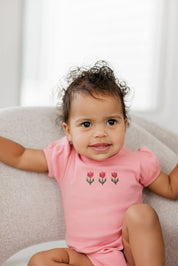 Girls T-Shirt and Bloomer – Pink – Cross Stitch Tulip