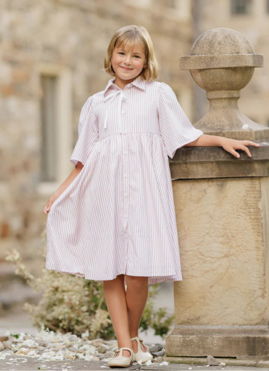 PINK STRIPE HIGH WAIST DRESS