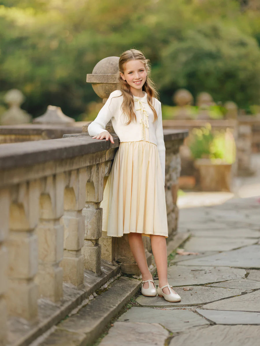 YELLOW BOW TIE CARDIGAN