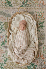 Baby Girl Footie and Bonnet - Ivory Pink - Linear Tulip