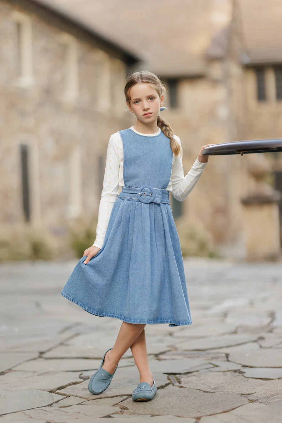 DENIM BELTED PINAFORE