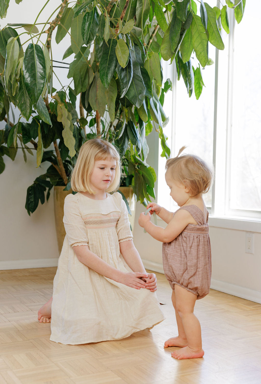 Stitch Collection - 3/4 Smocked Linen Dress