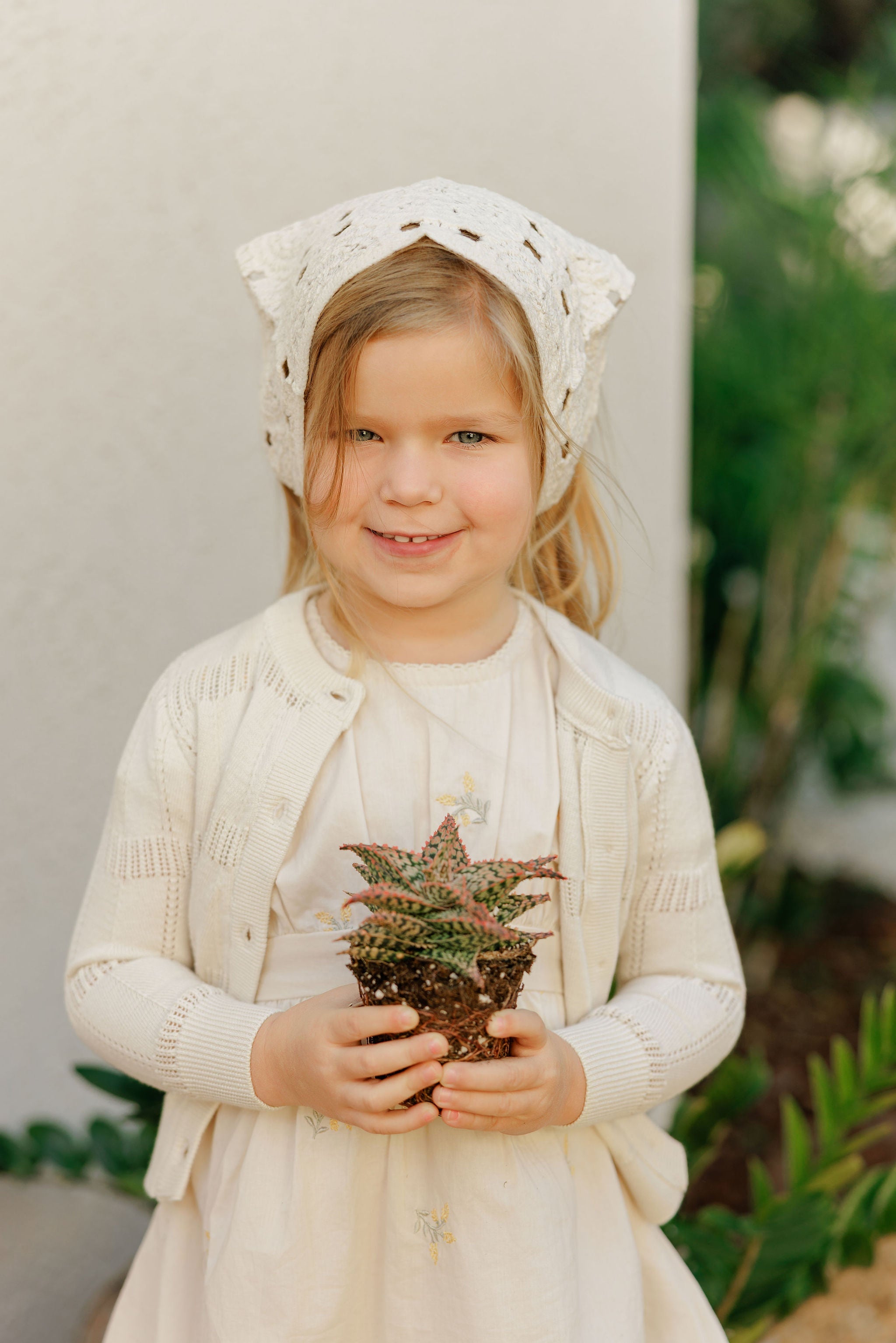 Girls Embroidered Floral Dress – Ivory – Holland Collection