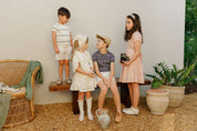 Girls Embroidered Floral Short Sleeve Dress – Ivory – Holland Collection