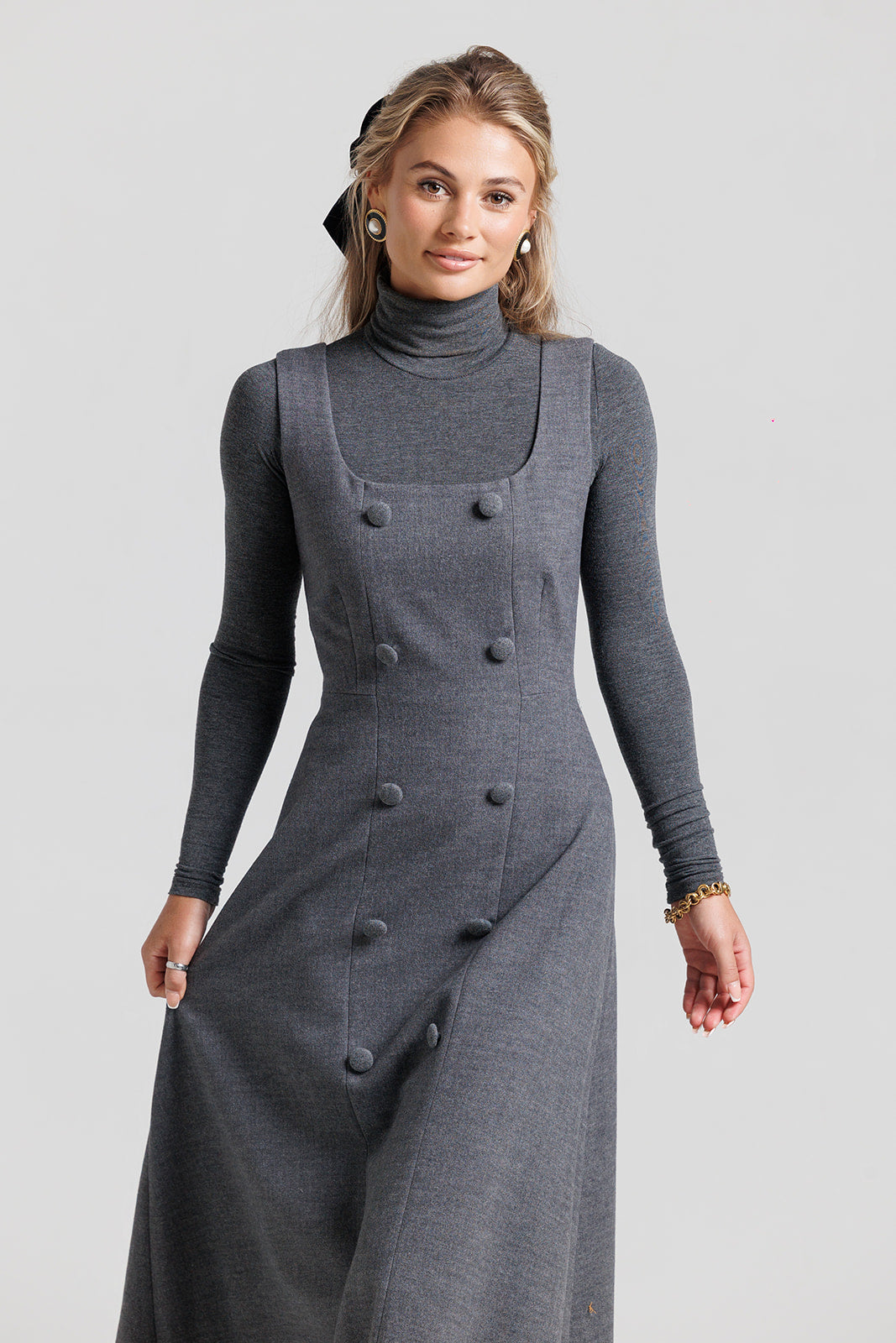 Double Breasted Jumper - Grey