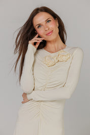 Rosette Dress Pale yellow