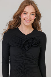 Rosette Dress Black