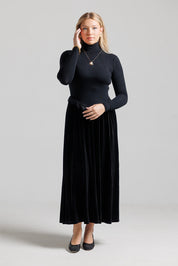 Velvet Lace V Maxi - Black