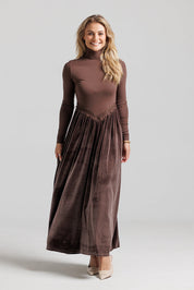 Velvet Lace V Maxi - Brown