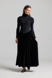 Velvet Lace V Maxi - Black
