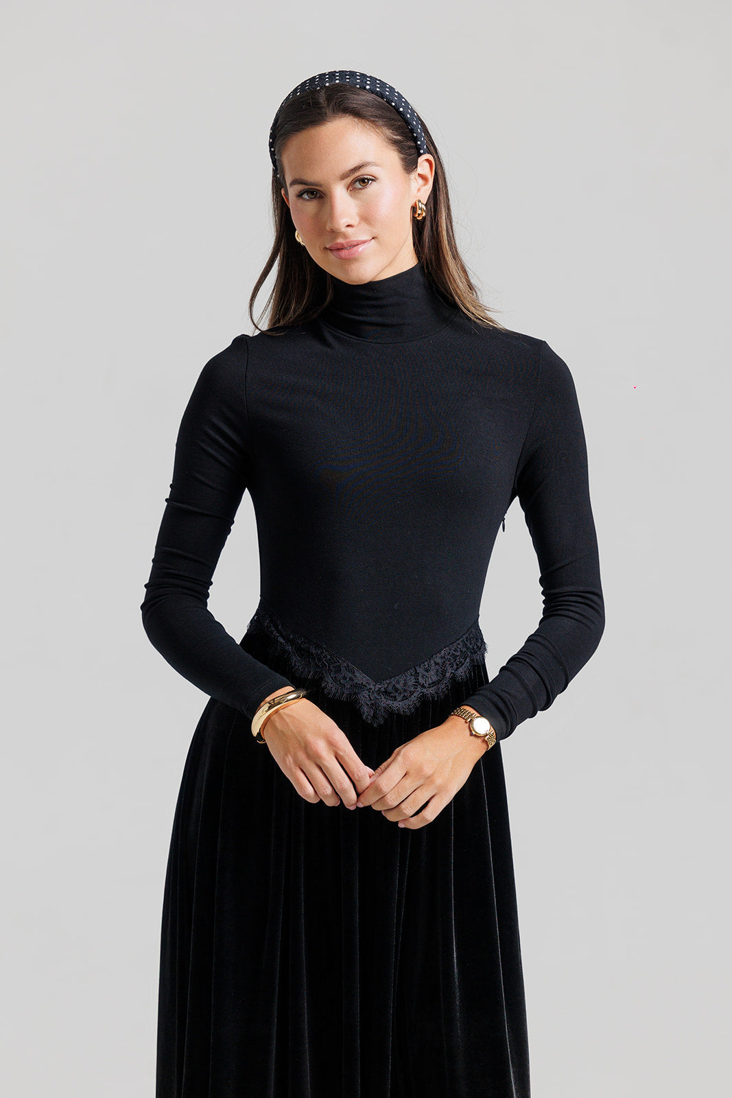 Velvet Lace V Maxi - Black