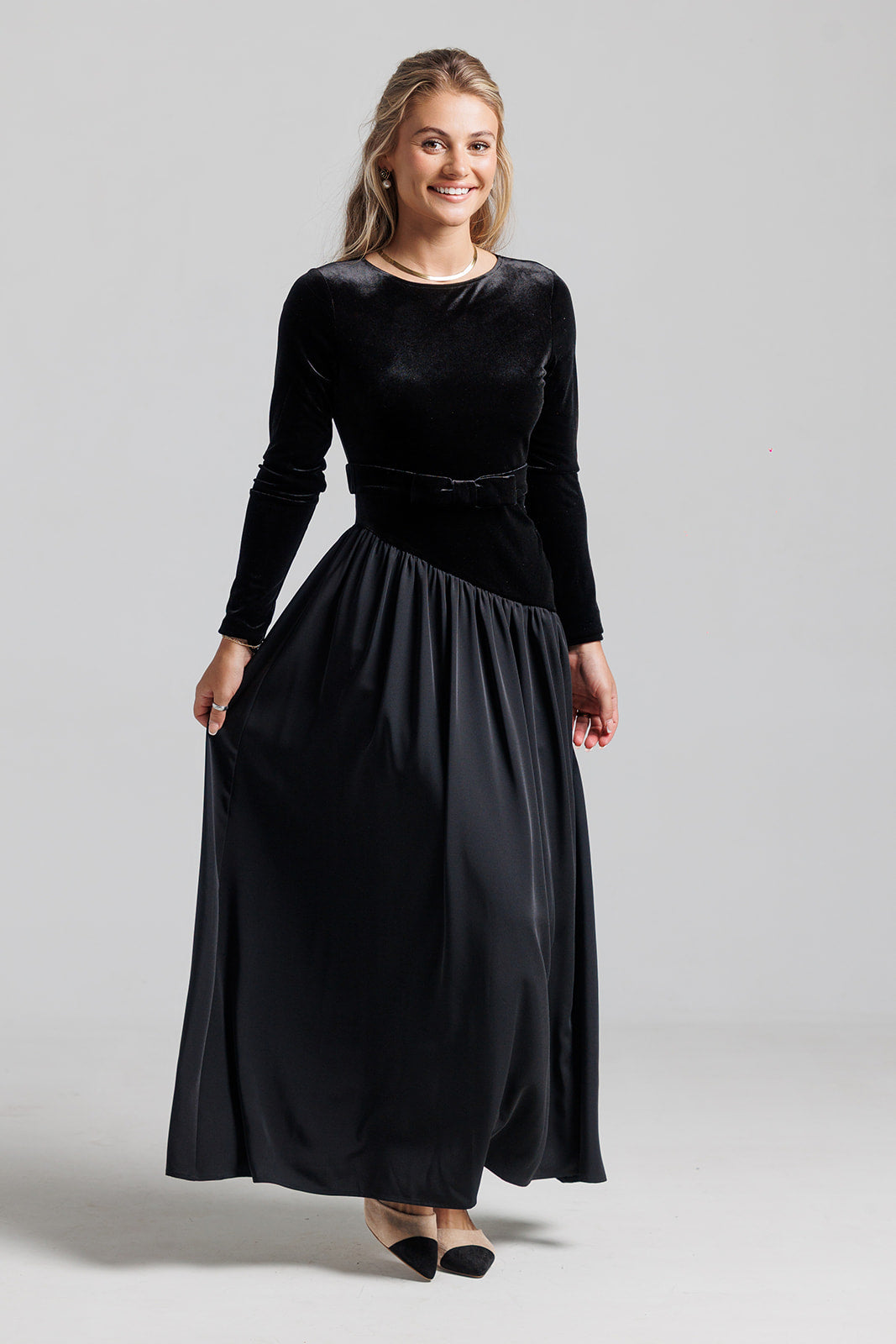 Velvet V Side Line Maxi - Black