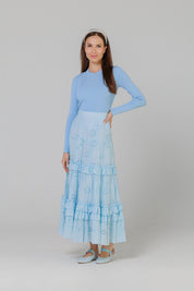 Eyelet blue skirt