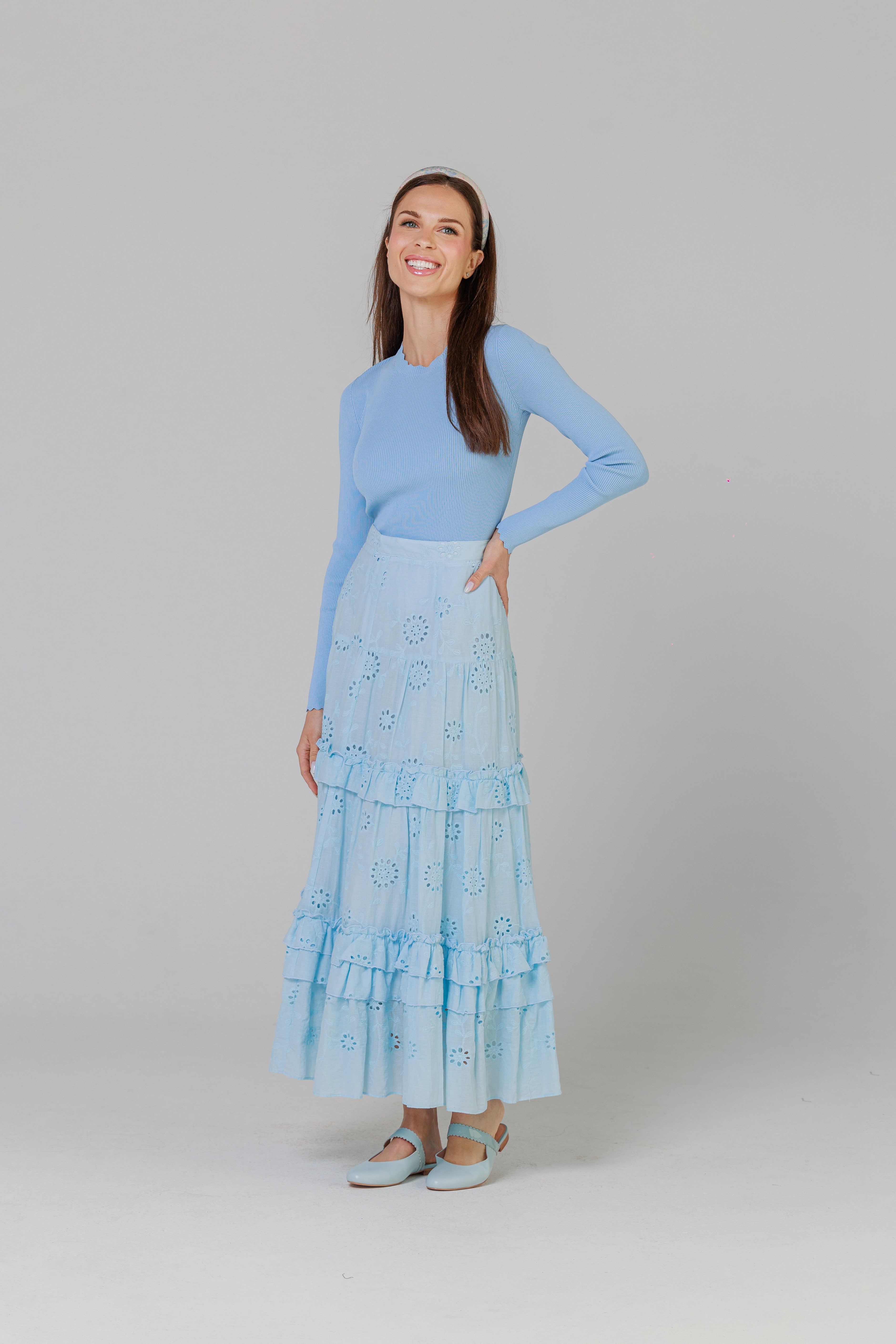 Eyelet blue skirt