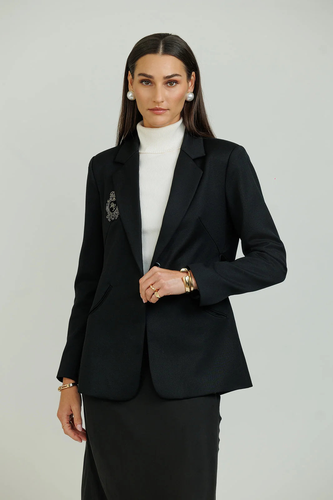 Black Cutout Wool Blazer
