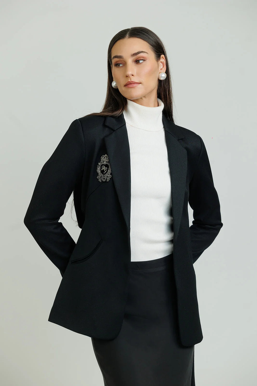 Black Cutout Wool Blazer