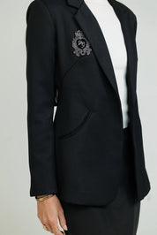 Black Cutout Wool Blazer