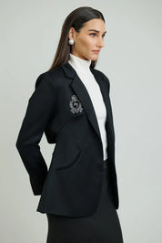 Black Cutout Wool Blazer