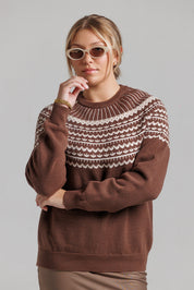 Jacquard Sweater - Brown