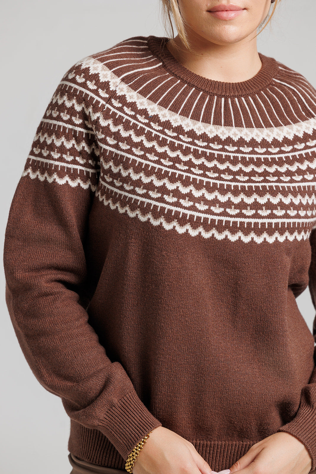 Jacquard Sweater - Brown