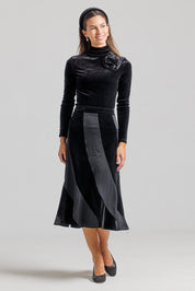 Velvet Linear Skirt - Black