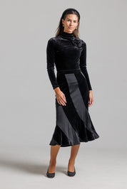 Rose Velvet Mock Neck - Black