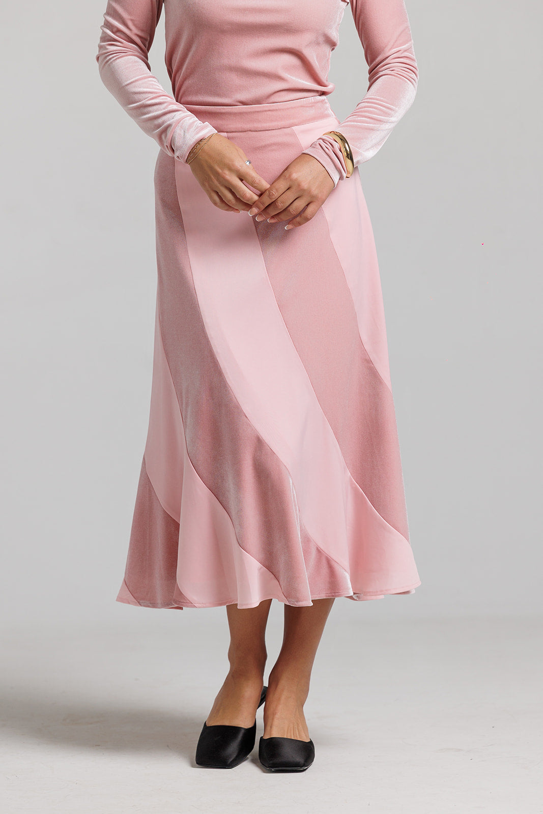 Velvet Linear Skirt - Pink