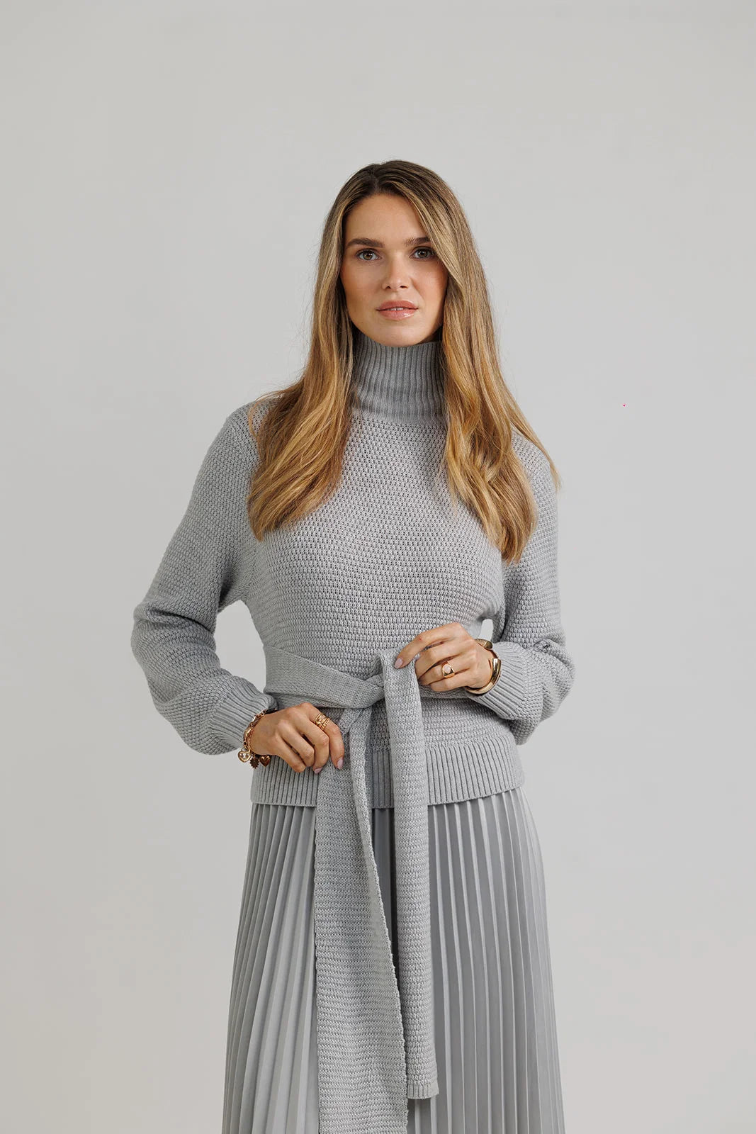 Grey Wool Knit Maxi
